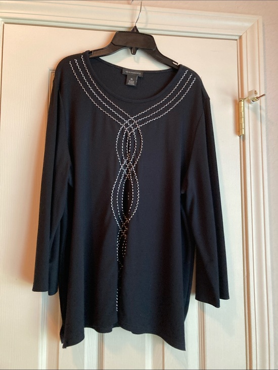 Investments Tops - Investments Black Long-Sleeve Top with Contrast Stitching